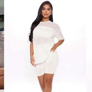 FASHION NOVA NICE AND CLEAR 3 PIECE BIKER SHORT SET